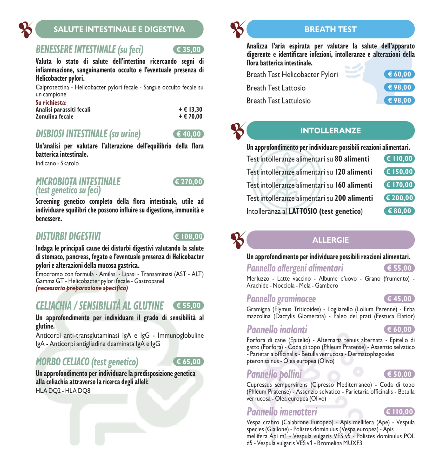 Listino prezzi Butterfly Lab - salute intestinale, breath test, intolleranze, allergie
