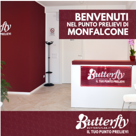 La reception del punto prelievi Butterfly Lab di Monfalcone